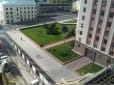 Вид со стрелы насоса при заливке перекрытия гостиницы «Президент Отель» в Минске